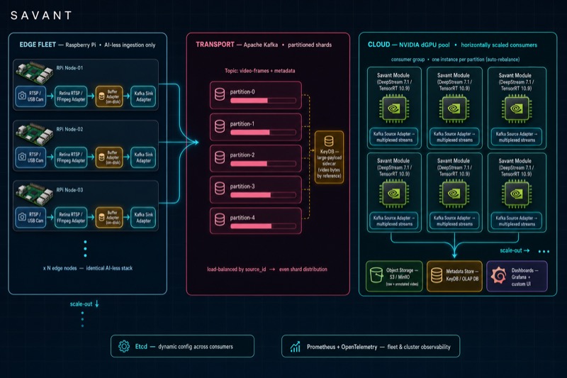 Massively scalable cloud architecture with Kafka and a dGPU consumer pool
